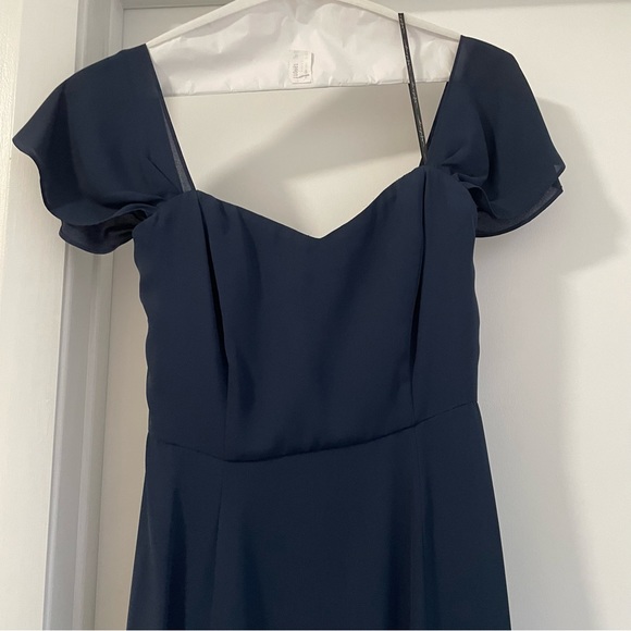WAYF Rachel Off the Shoulder Gored Maxi Dress in Navy - Picture 6 of 10